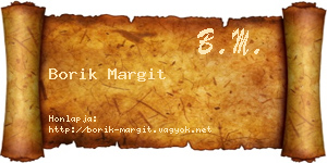 Borik Margit névjegykártya